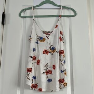 White Floral Print Women's Top
